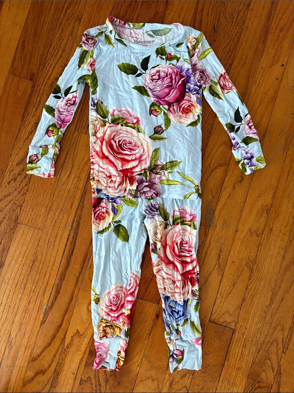 Posh Peanut Floral Pajama Top - Light Blue, Pink, Green